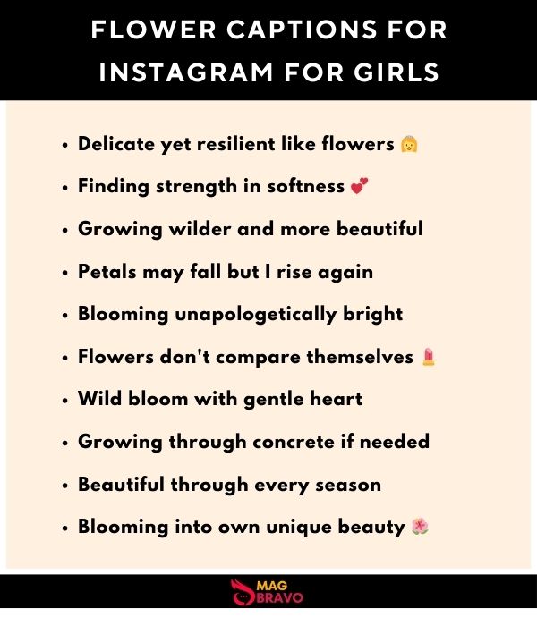 Flower Captions for Instagram for Girls